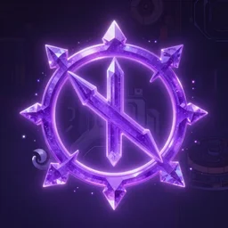 purple powerful magic mana symbol, crystal and cybernetic structure, epic legends game icon, stylized digital illustration, radiating, a glowing aura, global illumination, ray tracing, hdr, unreal engine, octane render, trending on arstation, by ian pesty and katarzyna bek - chmiel