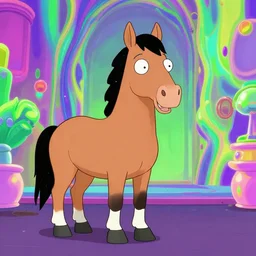 a still from bojack horseman, but psychodelic