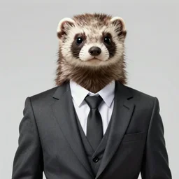 strict suit ferret furry man, digital art high quality