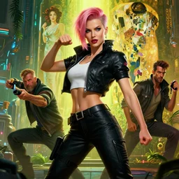 cyberpunk woman | powerful | hyperrealistic | lush background | sci fi environment | action pose | digital painting | trending on artstation | pinup portrait | clean | illustration | dressed | unreal engine 5 | 8 k resolution | by greg rutkowski, j. w. waterhouse, alphonse mucha, hajime soryama, gustav klimt and mel ramos