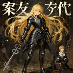 baroque oil painting japanese light novel cover illustration lotr anime key visual full body action shot | young girl black military crusader armoured maid | long flowing blonde hair | gapmoe kuudere moody lighting stunning bokeh highlights sharp contrast | trending pixiv fanbox | by greg rutkowski makoto shinkai takashi takeuchi studio ghibli