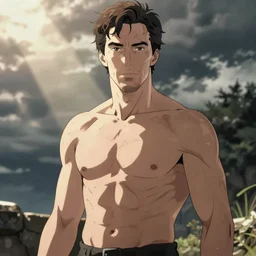 Benedict Cumberbatch with a very muscular body type, anime art, anime style