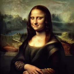 Lara Croft panted in the style of the Mona Lisa by Leonardo Davinci,