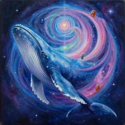 a beautiful painting of a whale cosmic dmt entity of the upper planes by mynameistran and artgerm and wlop and loish and alex grey and wlop and wes anderson and spike jonze, trending on artstation, loving and forgiving, wrapped in cosmic infinity