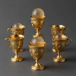 magic, cups and balls, gold, ornate, detailed, realistic