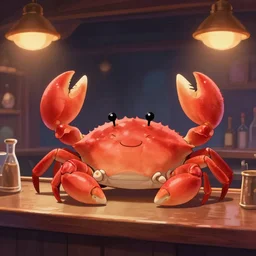 cute crab sitting in a bar fantasy, concept art, artstation, tyler edlin, feng zhu, laurel d austin, thomas karpi