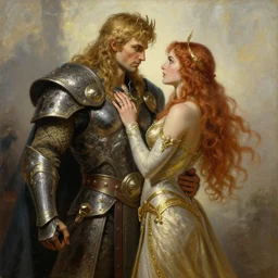 attractive fully clothed arthas menethil confesses his love for his attractive fully clothed paladin uther lightbringer. highly detailed painting by gaston bussiere and j. c. leyendecker 8 k