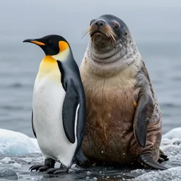 a penguin and a walrus fused together, hyperdetailed, artstation, cgsociety, 8 k