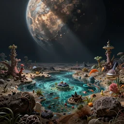 Life in an Alien Tide Pool on an Exoplanet, art by Jim Burns and Marc Simonetti