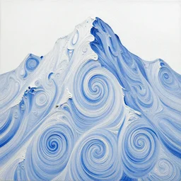 impasto acrylic painting of white and blue swirls on a mountain, a detailed painting by jeffrey smith and dan mumford, rhads, deviantart, analytical art, math art, detailed painting, high detail