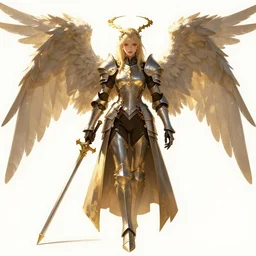 Character concept sheet of an Angel knight gothic girl, hyperdetailed, artstation, cgsociety, golden hour 8k