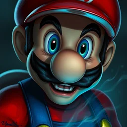 detailed portrait of mario, half human half alien, by elson peter, creepy, cinematic, film, trending on artstation