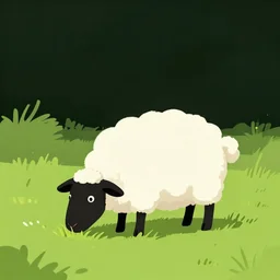 a little sheep is eating grass. clean cel shaded vector art. minimalist illustration art by lois van baarle, artgerm, helen huang, by makoto shinkai and ilya kuvshinov, rossdraws