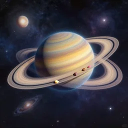 The planet Saturn, whose belt is made of colorful chocolates, is located in a place in the galaxy that is very beautiful and dreamy