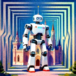 optical illusion of robot 🏰, full colors hd