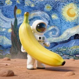 a banana astronaut on mars van gogh style