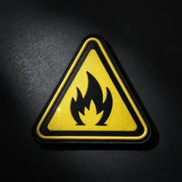 a modern simple clean fire flames warning caution patch