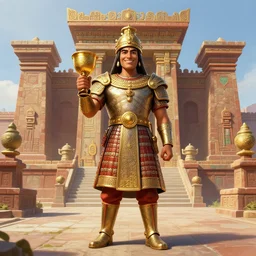 smiling spanish conquer soldier holding golden cup on a inca temple, highly detailed, game character concept art, wide view, high detailed, full perfect, symmetrical portrait, high detail, intricate, elegant, sharp focus, illustration, highly detailed, digital painting, concept art, matte, art by wlop and artgerm and ivan shishkin and andrey shishkin, masterpiece, trending on artstation