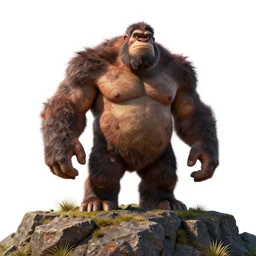 rugged hill giant, stylized pixar-style 3d render, full body, standing, isolated on a pure white background, centered, whole figure in frame, sharp focus, studio lighting