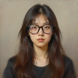 oil painting portrait of beautiful women with large hipster nerdy glasses, 4k