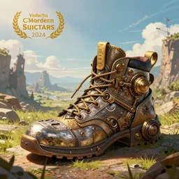 sneaker concept art, steampunk, sharp focus, illustration, bright colors, concept art by tooth wu