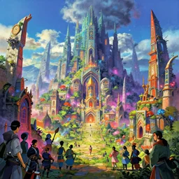 arcane city, digital art, concept art, magic fantasy, scenic, vibrant colors, high contrast, highly detailed, trending on artstation, 8k, andreas rocha, sylvain sarrailh, darek zabrocki, finnian macmanus, dylan cole, liang mark, albert bierstadt, sung choi, peter mohrbacher, greg rutkowski, studio ghibli