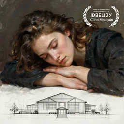 an architectural drawing of the portrait of an exhausted architect