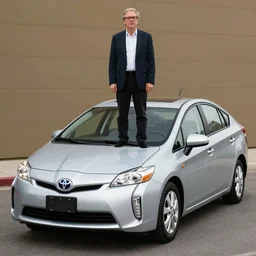larry david standing on a 2 0 0 9 toyota prius vaporwave 9 0 s