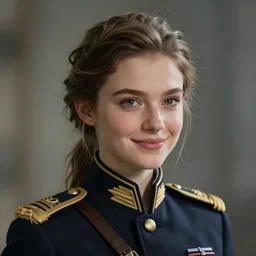 young female commodore, smiling, digital portrait by greg rutkowski, intricate, soft focus, highly detailed, cinematic, epic, artstation