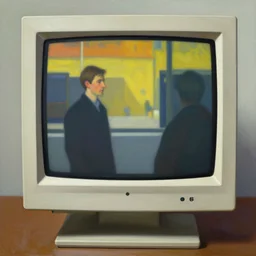 an achingly beautiful still life featuring an old computer monitor ,  very coherent, painted by Edward Hopper, Wayne Barlowe, painted by James Gilleard, airbrush,  art by JamesJean