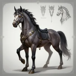 a fantasy centaur warlock creature design sheet, trending on artstation