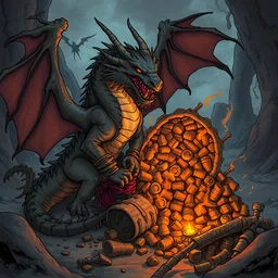 a dragon on his hoard, rpg illustration trending on deviantart