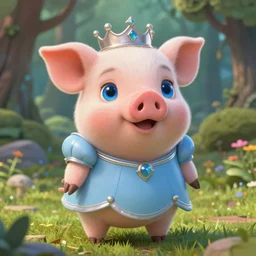 very cute and adorable little piggy knight princess, big beautiful blue eyes, piglet, fantasy forest, pale blue outfit, pretty, semi realistic, hyper detailed, 8k, studio Ghibli, Pixar, Nintendo, DeviantArt, Instagram, Behance, Artstation, trending on artstation, Pixiv, Pixiv daily ranking, Yee Chong Silverfox, Sydney Hanson, Mickael Lelièvre, Jaeyeon Nam, derevschikova, Ross Tran