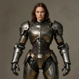 large and strong woman wearing a mechanical armor | Leonardo Da Vinci |