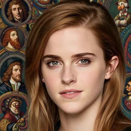 close up of emma watson, with colourful intricate, by edgar maxence and caravaggio and michael whelan and delacroix style, artistic, intricate drawing, light brazen, realistic fantasy, extremely detailed and beautiful aesthetic face, 8 k resolution, dramatic lighting