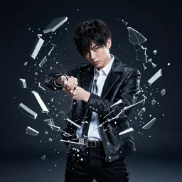studio photography of an idol getting smashed into pieces, dramatic lighting