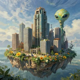 a beautiful very detailed highly detailed nature building industrial architecture unfinished building urbex city architecture facility by vincent van gogh, flowers extraterrestial liberty city architecture island apocalyptic nature earth lightpaint sci - fi, archdaily, wallpaper, highly detailed, trending on artstation.