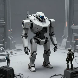 a minimalist scifi brutalist maschinen krieger robot factory, ilm, beeple, star citizen halo, mass effect, starship troopers, elysium