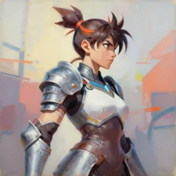 greg manchess portrait painting of partially armored ahri as overwatch character, medium shot, asymmetrical, profile picture, organic painting, sunny day, matte painting, bold shapes, hard edges, street art, trending on artstation, by huang guangjian and gil elvgren and sachin teng