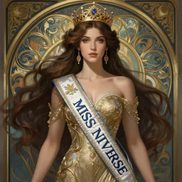 miss universe, 8 k, deep focus, d & d, fantasy, intricate, elegant, highly detailed, digital painting, artstation, concept art, matte, sharp focus, illustration, hearthstone, art by artgerm and greg rutkowski and alphonse mucha