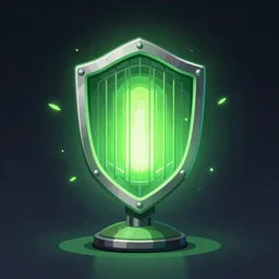 green heater - shield fantasy epic legends game icon stylized digital illustration radiating a glowing aura global illumination ray tracing hdr fanart arstation by ian pesty and katarzyna bek - chmiel