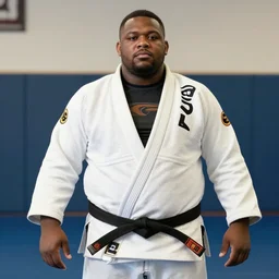 photo of chubby black bjj athlete posing