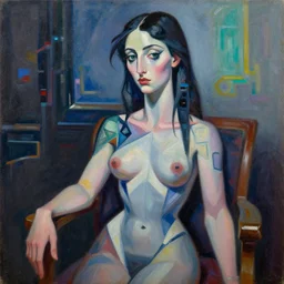 a beautiful painting cyberpunk the most beautiful woman in the world, by picasso realistic oil painting