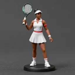 80mm resin model figure of a Hattie McDaniel in detailed tennis wear; Miniature product Photo, 4K, Full body