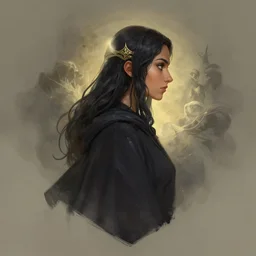 side profile centered painted portrait, Maya Ali as a mage, Gloomhaven, Elden Ring, matte painting concept art, beautifully backlit, official fanart behance hd artstation by Jesper Ejsing, by RHADS and Makoto Shinkai and Lois van baarle and ilya kuvshinov and rossdraws