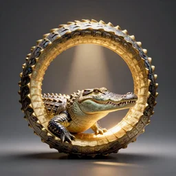 the crocodile orb, a completely circular crocodile, majesty, wonderful, brilliant,