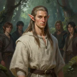 beautiful, digital art, portrait painting of a male elf wizard, wearing linen cloth. forest background. artstation, by bartek fedyczak, erak note, tooth wu, neil richards, kan liu, siwoo kim, jisu choe