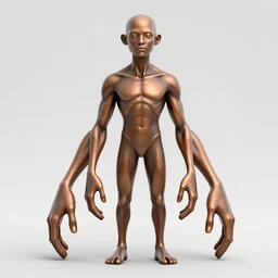 full body portrait 4 handed specie, bald, 4 hands, bronze skin, digital fantasy art, parchment paper background, by greg rutkowski, boris valejo, style of gta 5 poster