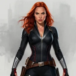 Digital painting of Gal Gadot as Black Widow, from The Avengers (2012)