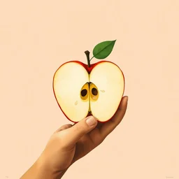 diagram of hand holding a large apple showing seeds cut in half, limited neutral palette, by pascal campion, petros afshar, anton fadeev, dean ellis, randolph stanley hewton, beautiful graphic, propaganda poster art 1 9 7 0 s illustrated advertising art, painterly design